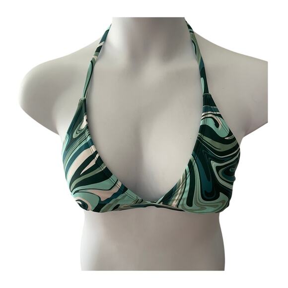 XHILERATION, SIZE L, GREEN SWIRL DETAIL BIKINI TOP - Picture 1 of 4